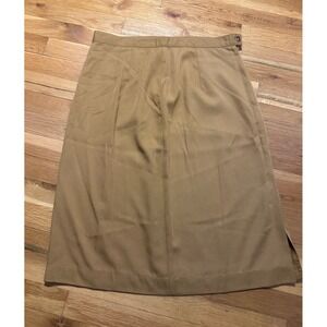 Briggs New York Vintage Tan Midi Skirt Size 16 Made in USA Camel A-Line Slit